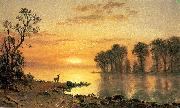 Albert Bierstadt Sunset, Deer and River oil painting